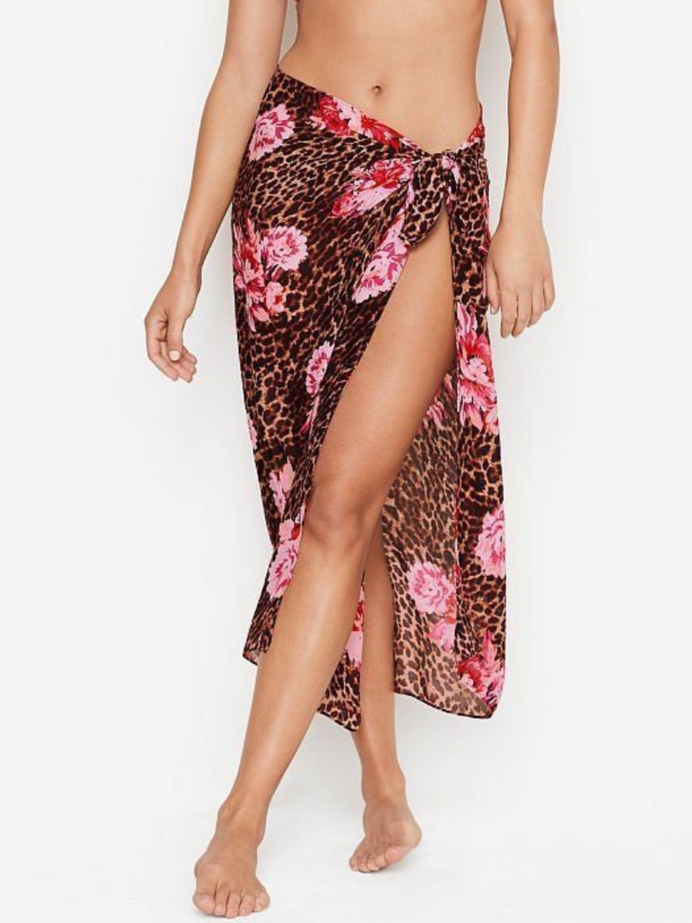 Victoria's Secret Brown Leopard Sarong Cover Up OS